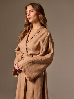 Халат домашний женский SL Linen Home, размер XL, кофейный