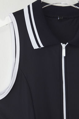 Trendyolmilla Lacivert Micro Kumas Fermuar ve Biye Detayl? Tenis Orme Spor Elbise THMSS25EL00005  фото 7