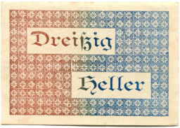 Банкнота 30 геллеров 1920 года Австрия  Фордерштойдер (нотгельд)