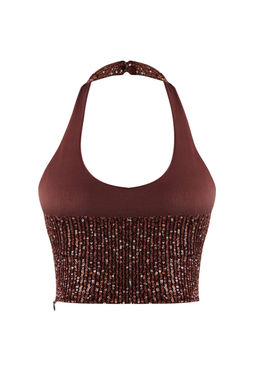 Siyah Kare Yaka Beden Oturan Payet Party Y?lbas? Bluz TPRSS26BZ00013 - Trendyolmilla фото 5