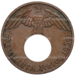 Монета 1 рейхспфенниг 1939 года F Германия