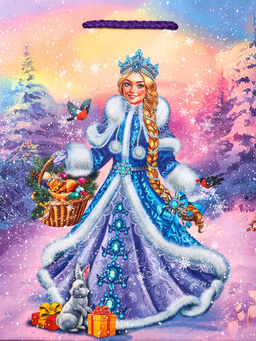 Цена за 2 шт. Пакет подарочный новогодний ламинированный, «Снегурочка ждет Деда Мороза», 18×10×22.3 см