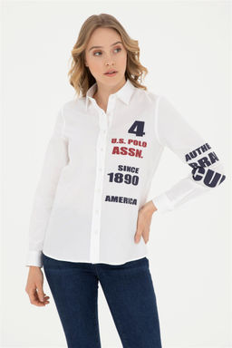 U. S. Polo Assn / Женская белая рубашка с длинным рукавом