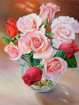 Вышивка крестиком 40х50см, Розы