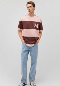 M Bask?l? Cizgili Tisort - Mavi фото 2