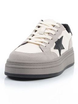 03-YE475-2 BEIGE/GREY Кроссовки женские (натуральная кожа)