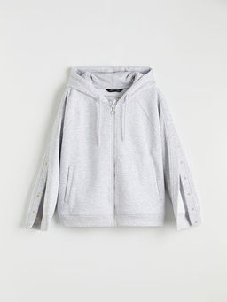 Oversize Kad?n Kal?n Fermuarl? Sweatshirt