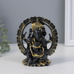 Нэцкэ фигурка «Ганеша в цветке», полистоун, 7.5×11×12.5 см