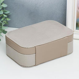 Шкатулка кожзам под часы 1 деление и бижутерию Рептилия серая комбинированная 7х14х20 см - Simaland фото 5