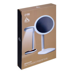 Зеркало настольное Luazon KZ-08, с подсветкой, 30 диододов, беспроводная зарядка, лампа, белое