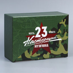 Цена за 2 шт. Коробка подарочная сборная, упаковка, « С 23 февраля», 26×19×10 см