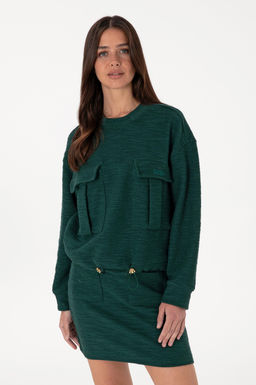 Kad_n Koyu Ye_il Sweatshirt Sepette S_rpriz _ndirim