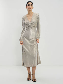 Платье из блестящей ткани с разрезом / Zarina