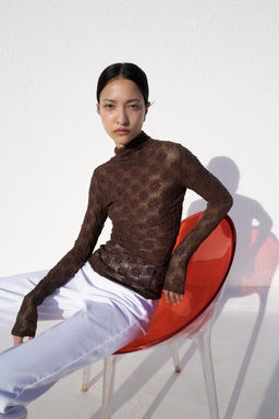 HIGH NECK LACE TOP - Zara фото 3