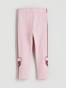 Beli Lastikli Kalp Bask?l? K?z ?ocuk Tayt