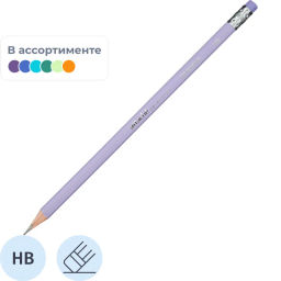 Карандаш чернографитный Borealis HB трехг, с ласт,в асс