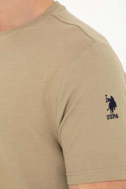 Erkek Regular Fit Bisiklet Yaka Haki Basic Ti__rt