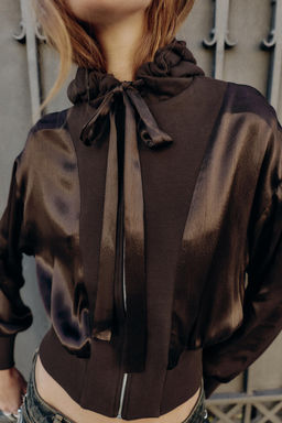 HOODED SATIN CONTRAST SHIRT - Zara фото 5