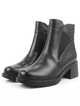 01-M43-6 BLACK Ботинки демисезонные женские (натуральная кожа, байка)