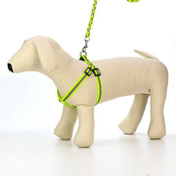 Комплект Плетенка, флуоресцентный, поводок 115 х 1 см, ОГ 32-48 х 1,5 см, зелёный - Пижон фото 3