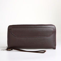 Портмоне-клатч мужской на молнии, с ручкой, коричневое