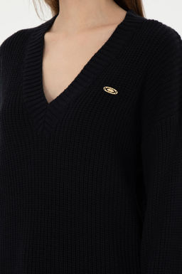 Женский темно-синий свитер с v-образным вырезом Неожиданная скидка в корзине - U.s. polo assn фото 7