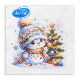 Цена за 2 шт. Салфетки новогодние бумажные Лилия Няшка, 2 слоя, 33?33 см, 20 шт.