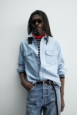 CAMISA DENIM LIGERO AARON LEVINE X ZARA / Azul medio  фото 6