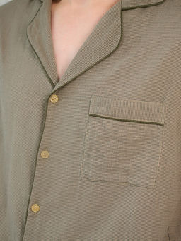 Пижама мужская Indefini из хлопка оливково-зеленый  фото 6