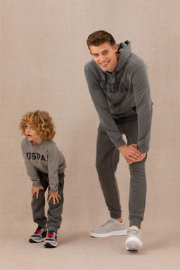 U. S. Polo Assn Мужская базовая толстовка с капюшоном антрацитового меланжевого цвета - U.s. polo assn фото 8