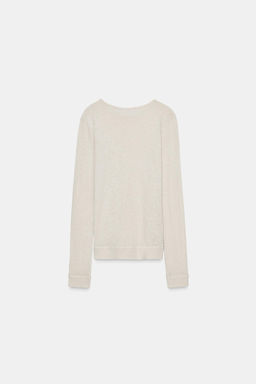 LONG SLEEVE T-SHIRT WITH LINEN - Zara фото 7