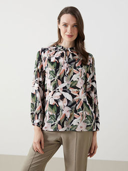 Ba?lamal? Yaka Desenli Kad?n Bluz