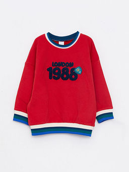 Bisiklet Yaka Uzun Kollu Nak?? Detayl? Erkek Bebek Sweatshirt