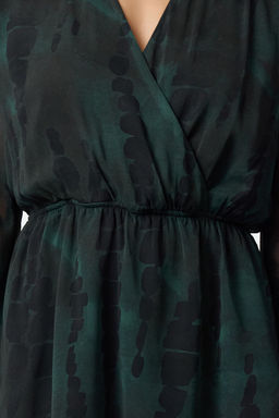 TRENDYOLMILLA Lacivert Desenli Kruvaze Yaka Skater/Belden Ac?lan Mini Astarl? Sifon Dokuma Elbise TWOAW25EL00255 фото 3