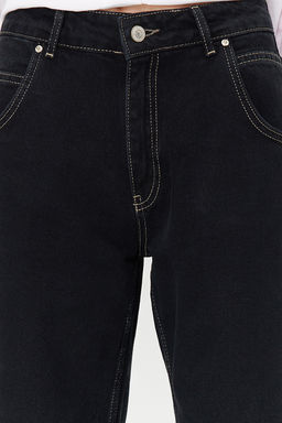 Siyah Yuksek Bel Denim Bermuda TWOSS24SR00023 - Trendyolmilla фото 4