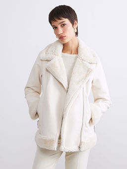 K?rkl? Yaka Kad?n Deri G?r?n?ml? Mont