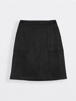 CONTE Юбка А-силуэта с эффектом замши и рельефными линиями CELINA black