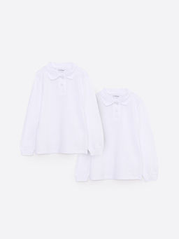 Polo Yaka Basic Uzun Kollu K?z ?ocuk Ti??rt 2li