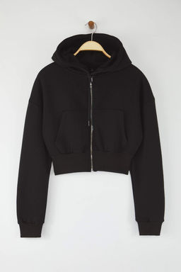 TRENDYOLMILLA Gri Melanj Regular/Normal Kal?p Kapusonlu Kal?n ici Polarl? Orme Sweatshirt TWOAW25SW00068 фото 15