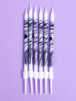 Цена за 2 шт. Свечи для торта Волнистые линии, 6 шт., белый с фиолетовым - Страна карнавалия фото 2