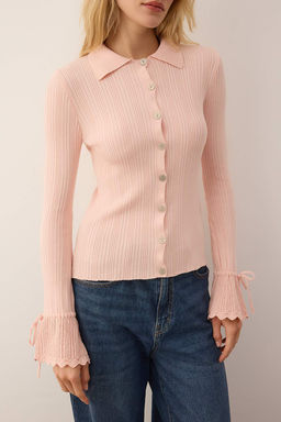 Ekru Merserize Gorunumlu Fitilli Polo Yaka Triko H?rka TWOAW26HI00111 - Trendyolmilla фото 18