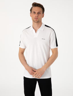 Siyah Kol Detayl_ Slim Fit %100 Pamuk Apa_ Yaka Ti__rt