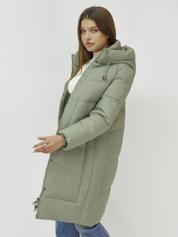 Куртка зимняя с капюшоном удлиненная стеганная зеленого цвета 9650Z - Mtforce фото 7