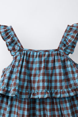 VESTIDO ESTAMPADO CUADRO VICHY / Marr?n-Azul - Zara фото 6