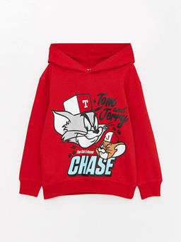 Tom ve Jerry Bask?l? Uzun Kollu Erkek ?ocuk Hoodie