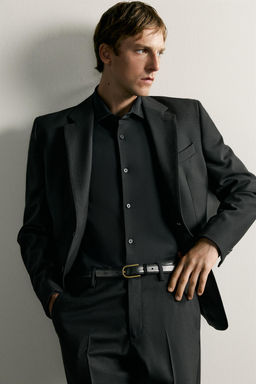 CAMISA REGULAR FIT ESTRUCTURA / Negro - Zara фото 5