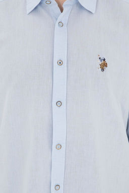 Мужская голубая базовая рубашка с длинным рукавом - U.s. polo assn фото 7