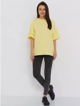 K11613 Футболка OVER SIZE (плотный хлопок) СВ_ЖЕЛТЫЙ