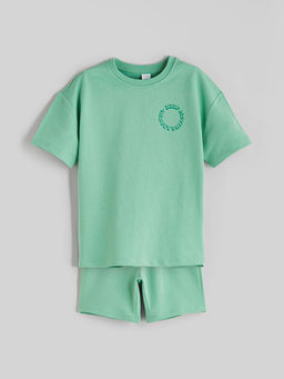 Bask?l? Erkek ?ocuk Ti??rt ve ?ort 2li