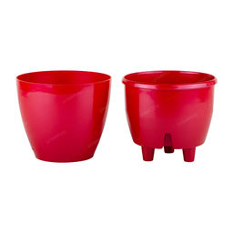 Горшок Деко Твин 1,5л 14*14*12,5 красный перламутр с дренажной системой (уп.36) - Ортон фото 2